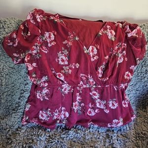 Maurices ruched sleeve peplum blouse